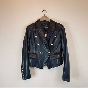 7 For All Mankind Vegan Leather Cropped Buttoned Jacket/Sz:S
